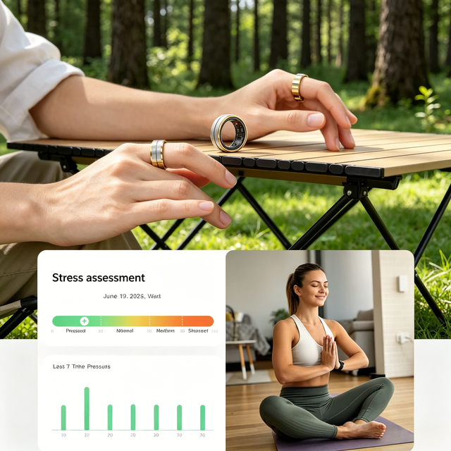 Aluminum Alloy Smart Ring Health Sleep Heart Rate Blood Oxygen AI Analysis 5 ATM Waterproof Magnetic Charging Android App