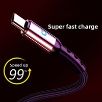 Câble de données tressé Type-C 5A avec voyant lumineux pour téléphones Apple/Android/mobiles, charge rapide 60W max