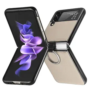 Funda de teléfono para Samsung z flip 3, carcasa protectora de PU con pantalla plegable, similar a los anillos, flip3, gran oferta