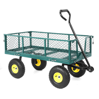 Chariot de chariot à capacité robuste avec côtés en maille amovibles converti en chariot de chariot de jardin en acier utilitaire à plat