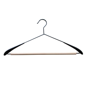 Smooth Black Flat Heavy Duty Household Coat Jacket Display Coating Finish Metal/Wood Garment <b>Hanger</b> - Product Image 1