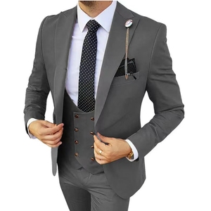 Slim Fit Wedding <strong>Suits</strong> Plus blazer Men Office <strong>Suit</strong> for Man Single Breasted Dark <strong>Grey</strong> TR Fabric Men <strong>Suits</strong> 3 <strong>Pieces</strong> - Product Image 1