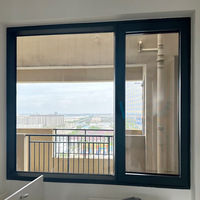 Fenêtre battante en aluminium à rupture de pont thermique avec verre insonorisant pour bâtiments de grande hauteur, profilé de 1,5, 2, 3, 4 mm d'épaisseur