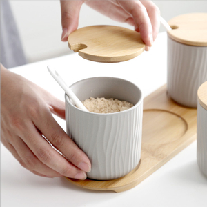 Vaso di condimento in ceramica con cucchiai di coperchio vaso di spezie per condimento all'ingrosso - Product Image 5