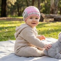 Gorro de Bebé 100% Algodón, Impresión Digital con Diseño Floral, Tejido Jacquard, Unisex, Casual, para Uso en Exteriores