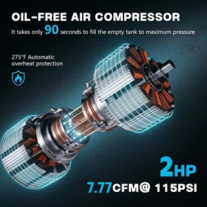 Tête de pompe de compresseur d'air sans <span class=keywords><strong>huile</strong></span>, <span class=keywords><strong>moteur</strong></span> de compresseur d'air industriel silencieux 2 pôles 1100W pour outils pneumatiques - Product Image 2