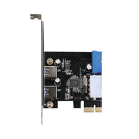 Adaptador de Tarjeta de Expansión USB 3.0 PCI-E, Hub USB 3.0 Externo de 2 Puertos, Conector Interno de 19 Pines con Conector de Alimentación IDE de 4 Pines