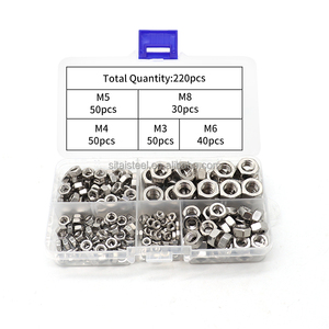 Juego de Tuercas Métricas de Acero Inoxidable 304, 220 Piezas, 5 Tamaños M3 M4 M5 M6, para Uso en Bricolaje y Fijaciones de Muebles - Product Image 2