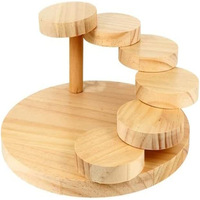 Plateau de service rond en bois Marches rotatives créatives Assiette d'escalier Assiette à sushi en bois ronde plateaux pour base de support à gâteau en bois