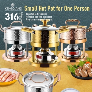 Nồi Hình Búa Phong Cách Khác Nhau Nồi Súp Hình Vuông Tròn Bằng Thép Không Gỉ 304 Có Lõi Lò Nồi Lẩu Một Người - Product Image 2