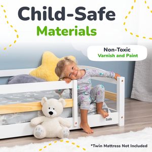 Letto a terra moderno in legno con sponde di sicurezza, ispirato al Metodo <span class=keywords><strong>Montessori</strong></span>, per bambini e neonati - Product Image 6