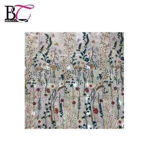 <span class=keywords><strong>Tela</strong></span> de gasa de encaje quipre con bordado de margaritas de poliéster <span class=keywords><strong>para</strong></span> vestido - Product Image 2