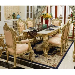 Оптовые продажи столовый сервиз 6 seater мебель-Новое поступление 2020, роскошная деревянная мебель для столовой в европейском стиле на 6 мест, сделано в китае