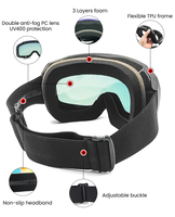 Vente en gros d'usine Lunettes de ski sans monture magnétiques sphériques personnalisées UV400 avec lentilles anti-buée doubles