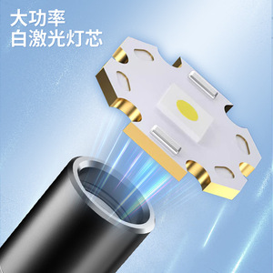 Lampe torche laser blanche haute puissance 19Baba, rechargeable 18650 26650, zoom longue portée, utilisation extérieure et domestique - Product Image 1