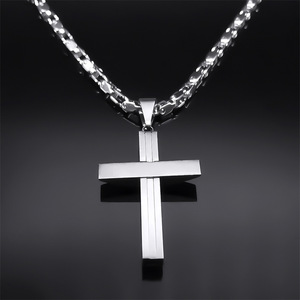 Homens Jóias De Aço Inoxidável Hip-Hop Cruz Pingente Colar Religioso Crucifixo Cristão Colar com Link Chain - Product Image 4