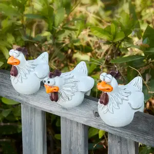 Funny Yard Outdoor Resin Chicken Craft Figurines Decor Garden Rooster Statues Sculptures for Farm Lawn Fence Art Decoration