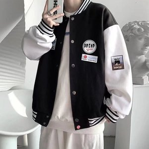 Giacca da Baseball da Uomo 2023, Stile Hong Kong, Alla Moda, Nuovo Cappotto Trendy con Logo Frontale, Stile High Street, Primavera-Autunno - Product Image 3