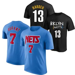 Toptan harden t gömlek ağları-Ucuz toptan erkek Brookly n şehir ağları özel #13 sert siyah #7 Durant #11 Irving mavi 2021 yeni erkek basket topu T-shirt