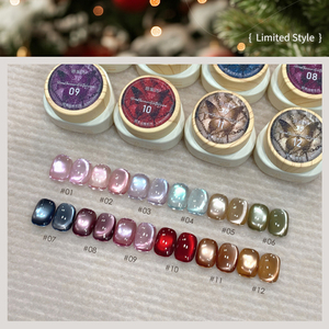 Venta al por mayor 12g 12 colores Glitter Glass Beads Cat Eye Gel Polish Start Set Galaxy Cat Eye Magnetic Gel Polish - Product Image 4