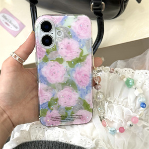 Custodia a doppio strato con foglia verde e stampa floreale TPU in morbido fiore <span class=keywords><strong>rosa</strong></span> per <span class=keywords><strong>iPhone</strong></span> 16/15/<span class=keywords><strong>14</strong></span> Pro Max in stile <span class=keywords><strong>Cover</strong></span> protettiva IMD - Product Image 6