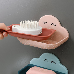 Jabonera con Forma de Nube, Soporte de Pared de Plástico de Doble Capa con Drenaje, Estante de Almacenamiento para Baño con Ventosa - Product Image 2