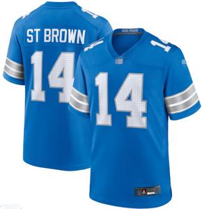 2026 baru kaus sepak bola Amerika lengan pendek untuk pria bordir Detroit lion #14 St. Brown pakaian olahraga untuk rekreasi luar ruangan - Product Image 2