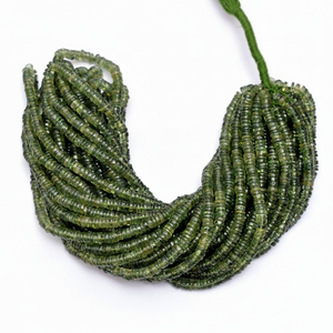 Cuentas de piedras preciosas Heishi lisas de apatita verde Natural, hebras de cuentas de piedra verde de 4-5mm, cuerdas para fabricación de joyas a precio a granel - Product Image 1