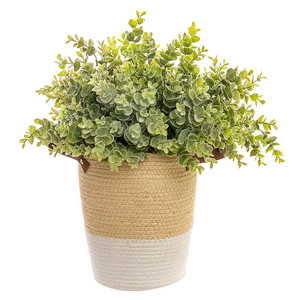 Foglie artificiali floccaggio di piante di eucalipto giardino casa decorazione festa di nozze fiori decorativi ghirlande verdi - Product Image 1