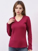 Camiseta de Diseñador para Mujer, 230 g/m², 92% Algodón, 8% Elastano, Blanca, Manga Larga, Cuello en V, Cintura Ajustada, Estampada
