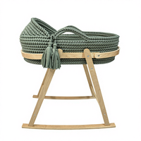 Panier de Moïse ovale moderne écologique, tissé à la main, portable, personnalisable pour nouveau-né
