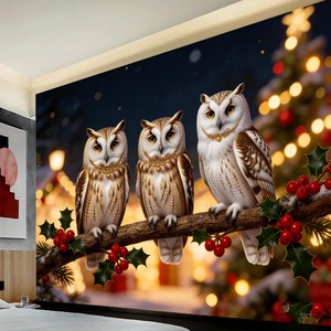 Red Moon <b>White</b> Owl Polyester Tapestry Wall <b>Hanging</b> Printed Machine Washable Wall Decor Wall Tapestry Art Wholesale Hand Wash - Product Image 1