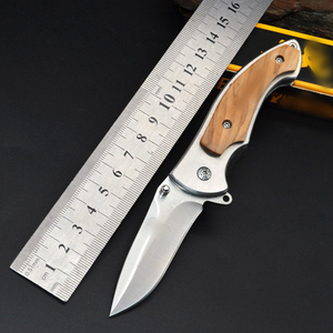 סכין מתקפל נירוסטה עם להב עץ לציד קמפינג בחוץ וסכין כיס תעשייתי - Product Image 2