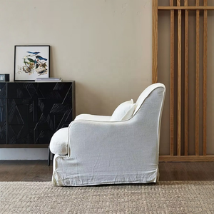 Canapé-lit individuel en tissu de <span class=keywords><strong>lin</strong></span> <span class=keywords><strong>blanc</strong></span> de style nordique <span class=keywords><strong>japonais</strong></span>, chaise de négociation, ameublement amovible et lavable - Product Image 3