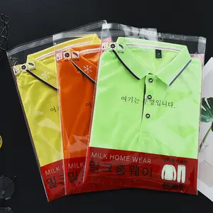 Saco de plástico transparente para camisetas OPP, saco de embalagem poli transparente autoadesivo para impressão personalizada