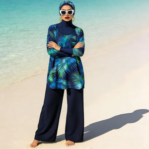 Traje de baño musulmán Burkini de talla grande, conjunto de 3 piezas, manga larga, con hiyab, para mujer, para playa y piscina - Product Image 4