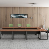 Vente directe d'usine - Poste de travail exécutif moderne de haute technologie, bureau convertible en panneaux de teck pour salle de réunion et atelier