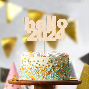 Decoración de pastel de Año Nuevo 2025 de madera transfronteriza, Feliz Año Nuevo, Feliz año nuevo, tira de luces para pastel de boda, accesorios de fotografía - Product Image 2