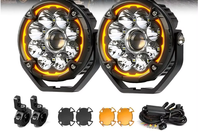 Feux auxiliaires LED pour moto 12V 5 pouces, étanches, pour conduite tout-terrain, avec kit de fixation pour moto universelle