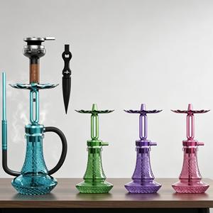 Modern Aluminum Alloy <b>Hookah</b> Set Mirror Finish Single Hose Shisha <b>Pipe</b> Gift Box for Bar and Travel - Product Image 2