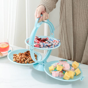 Plato de Dulces C190 al por Mayor, Plato Plegable de 3 Niveles para Frutas y Aperitivos con Asa, Almacenamiento Multifuncional para Frutos Secos - Product Image 5