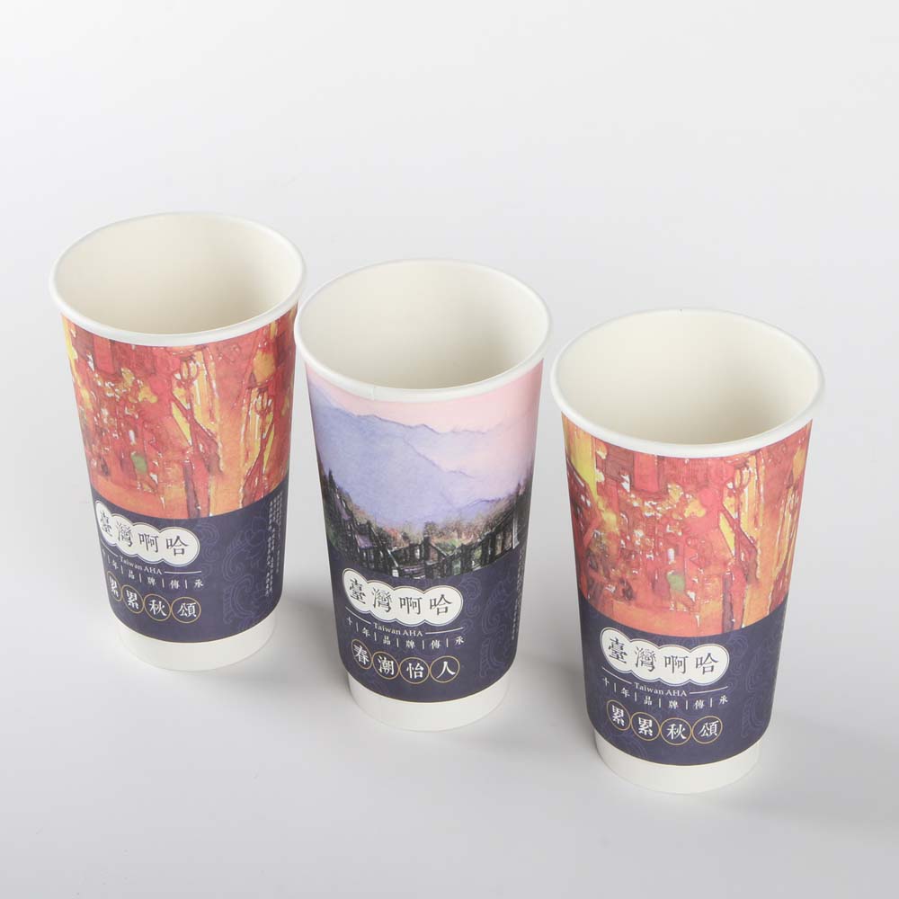Hot Sale Disposable Double Wall Gold Foil Stamping Custom Logo All Black Hot Coffee Paper Cup With Lid