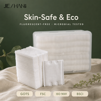 Disques de coton carrés 5x6cm, 3 couches, sans fluorescent, pour le démaquillage et les soins du visage, avec boîte en PP