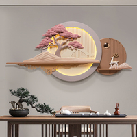 Décoration murale moderne 3D en résine en relief de paysage cerf et arbre pour salon, fond de canapé, luxe