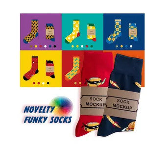 Kostenlose Verpackung Kostenlose Probe Custom Funny Crazy Design Socken Funky Fashion Socken Custom Happy Novelty Socken