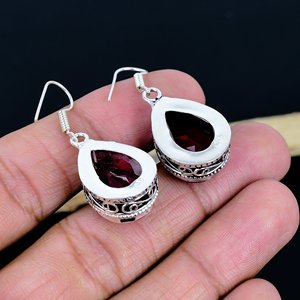Handmade <b>Garnet</b> Drop <b>Earrings</b> Dangle Drop <b>Earrings</b> Stylish Gemstone <b>Earring</b> Handmade Gemstone <b>Earrings</b> Dangle Drop <b>Earrings</b> - Product Image 2