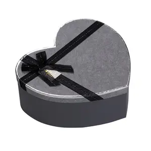 Moda siyah kalp şekilli silindir toptan yalıtımlı büyük sert kare ambalaj özel lüks kağıt hediye kutusu