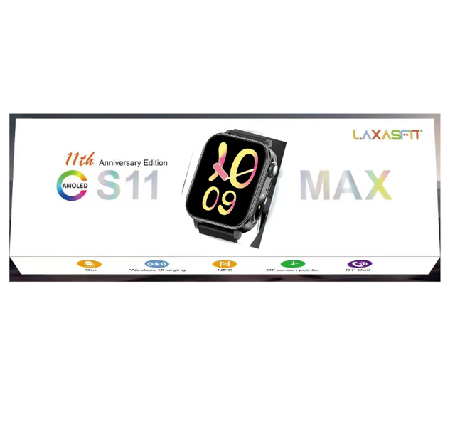 S11 Max Smart Watch Newest Series 11 IPS Magnetic Square Design IP67 Waterproof Alloy Case Silicone Band Android Compatible