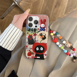 Funda de Teléfono con Ilustración Retro de Gato Negro Divertido, Cubierta Protectora de Doble Capa para iPhone 17 Pro Max 16 15 14 13, Estilo Femenino y Lindo - Product Image 1
