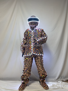Traje de película de espejo metálico <span class=keywords><strong>futurista</strong></span> LED para escenario de salón de baile DJ danza Sci-Fi Cosplay traje espejo hombre espectáculo traje - Product Image 5